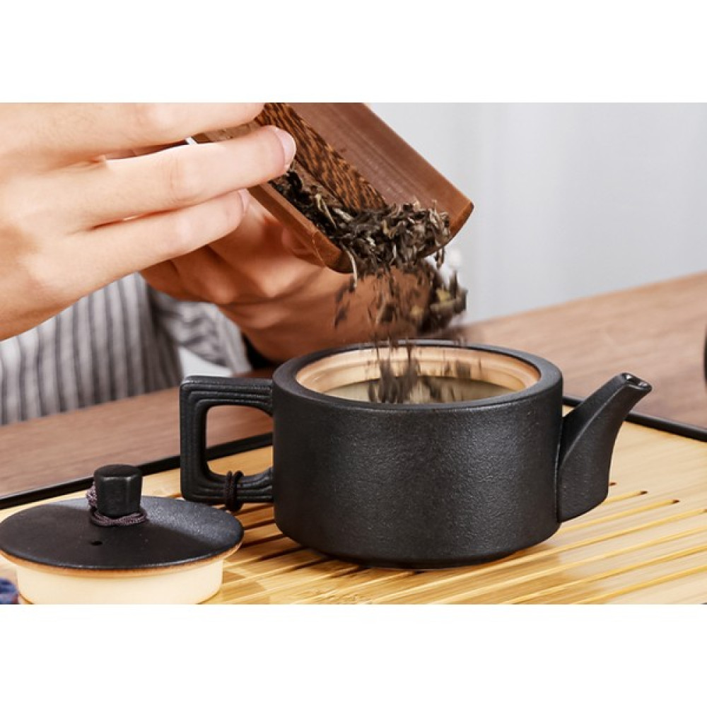 SLD Japon Çay Seti Siyah Çömlekçilik Küçük Set Kung Fu Kapak Kase Çay Bardağı Ev Basit Oturma Odası Ofis Çaydanlık Çay Tepsisi Tepsi (Yurt Dışından) Fincan / Bardak / Kahve Takımı Fiyatı