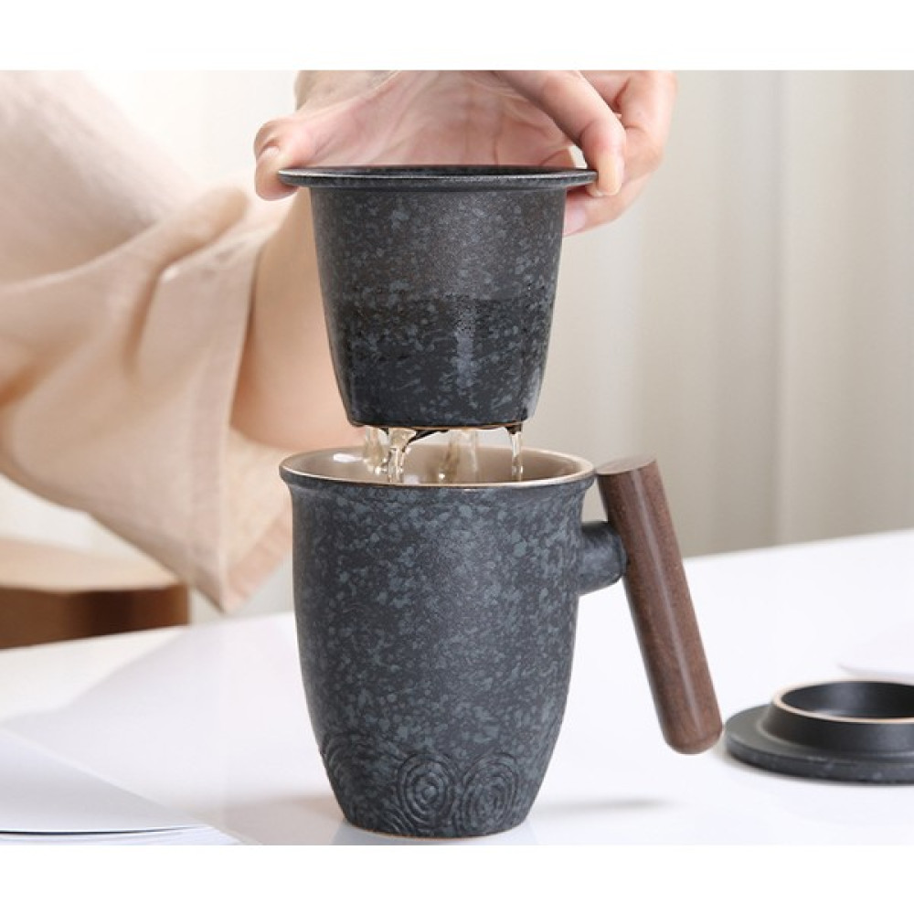 SLD Kapak Çay ve Su Ayırma ile Seramik Kupa Filtre Çay Bardağı Kahve Fincanı Kişisel Fincan Iş Hediye Fincan (Yurt Dışından) - Gri Fincan / Bardak / Kahve Takımı Fiyatı