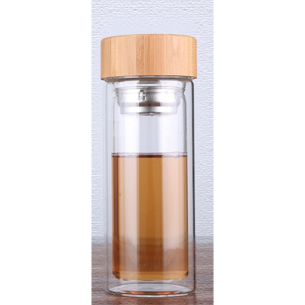 SLD Meyve Çay Şişesi Cam Şişe Su Şişesi Filtre Süzgeci ile Borosilikat Çift Duvar Içecek Bambu Kapak Seyahat Drinkware | Su Şişeleri (Yurt Dışından) Suluk Fiyatı