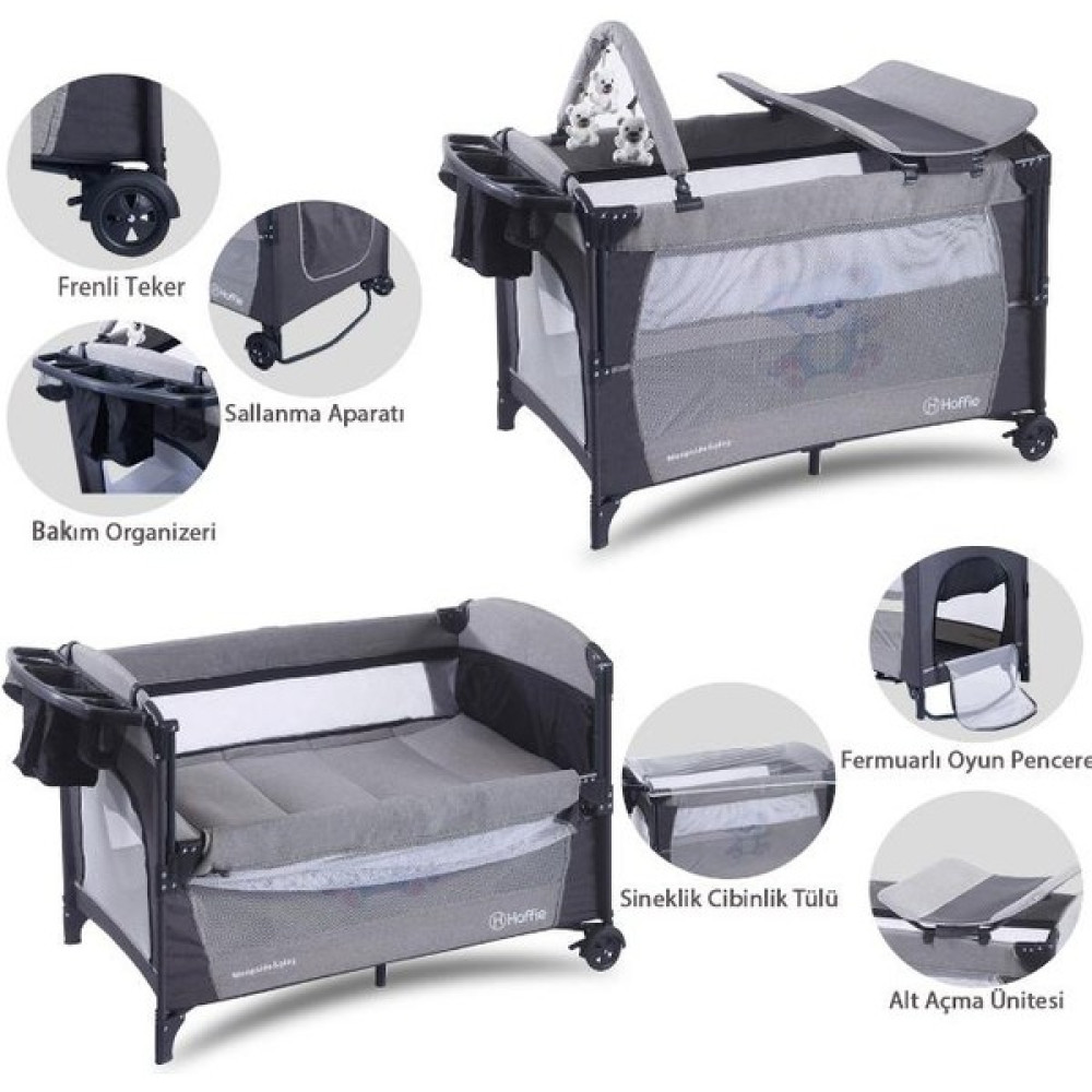 Sleep Side Play Anne Yanı Park Yatak Sallanır Cibinlikli Oyun Parkı Bebek Beşik 70X110 Cm - 70 x 110 cm - Gri Park Yatak / Oyun Parkı Fiyatı