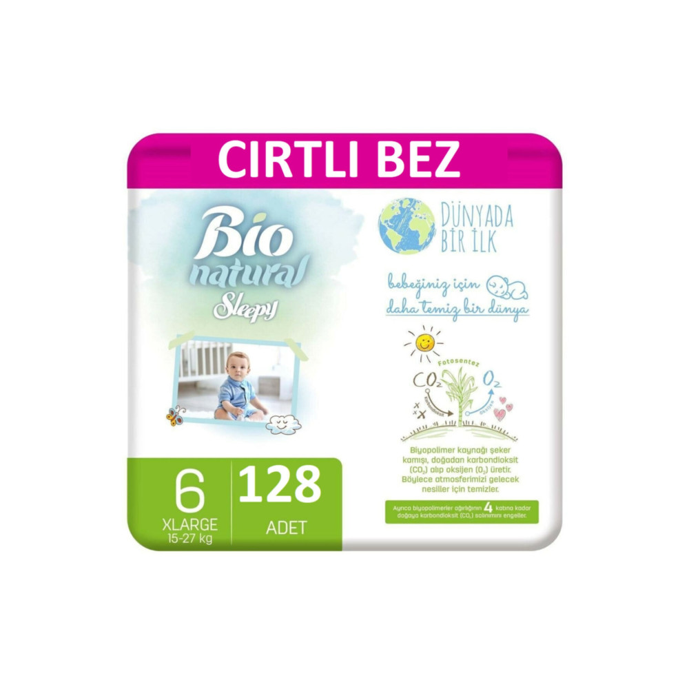 Sleepy Bio Natural Bebek Bezi 6 Numara Beden Xlarge 128 Adet Cırtlı Bez Bebek Bezi Fiyatı