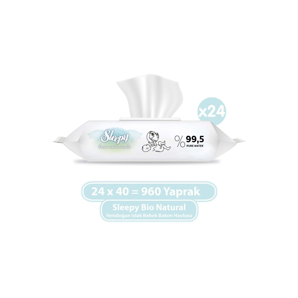 Sleepy Bio Natural Yenidoğan Islak Bebek Bakım Havlusu 24x40 (960 Yaprak) Bebek Mendil-Islak Mendil Fiyatı