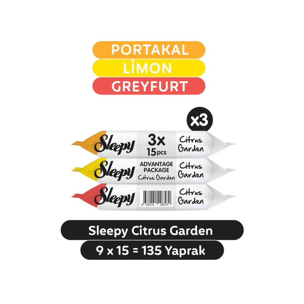 Sleepy Citrus Garden Cep Mendili 9x15 (135 Yaprak) Bebek Mendil-Islak Mendil Fiyatı