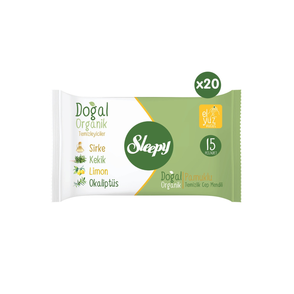 Sleepy Doğal Organik Pamuklu Cep Mendilli 300 Yaprak 20x15 Bebek Mendil-Islak Mendil Fiyatı