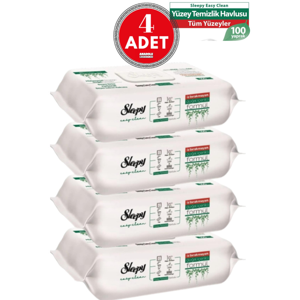 Sleepy Easy Clean Yüzey Temizlik Havlusu 100 Yaprak 4 ADET Islak Mendil Fiyatı
