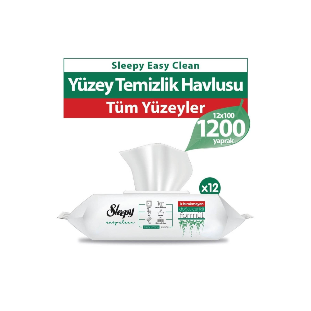 Sleepy Easy Clean Yüzey Temizlik Havlusu 12x100 (1200 Yaprak) Islak Mendil Fiyatı