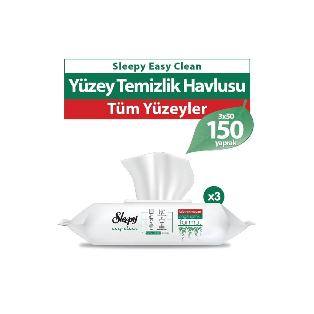 Sleepy Easy Clean Yüzey Temizlik Havlusu 3x50 (150 Yaprak) Islak Mendil Fiyatı