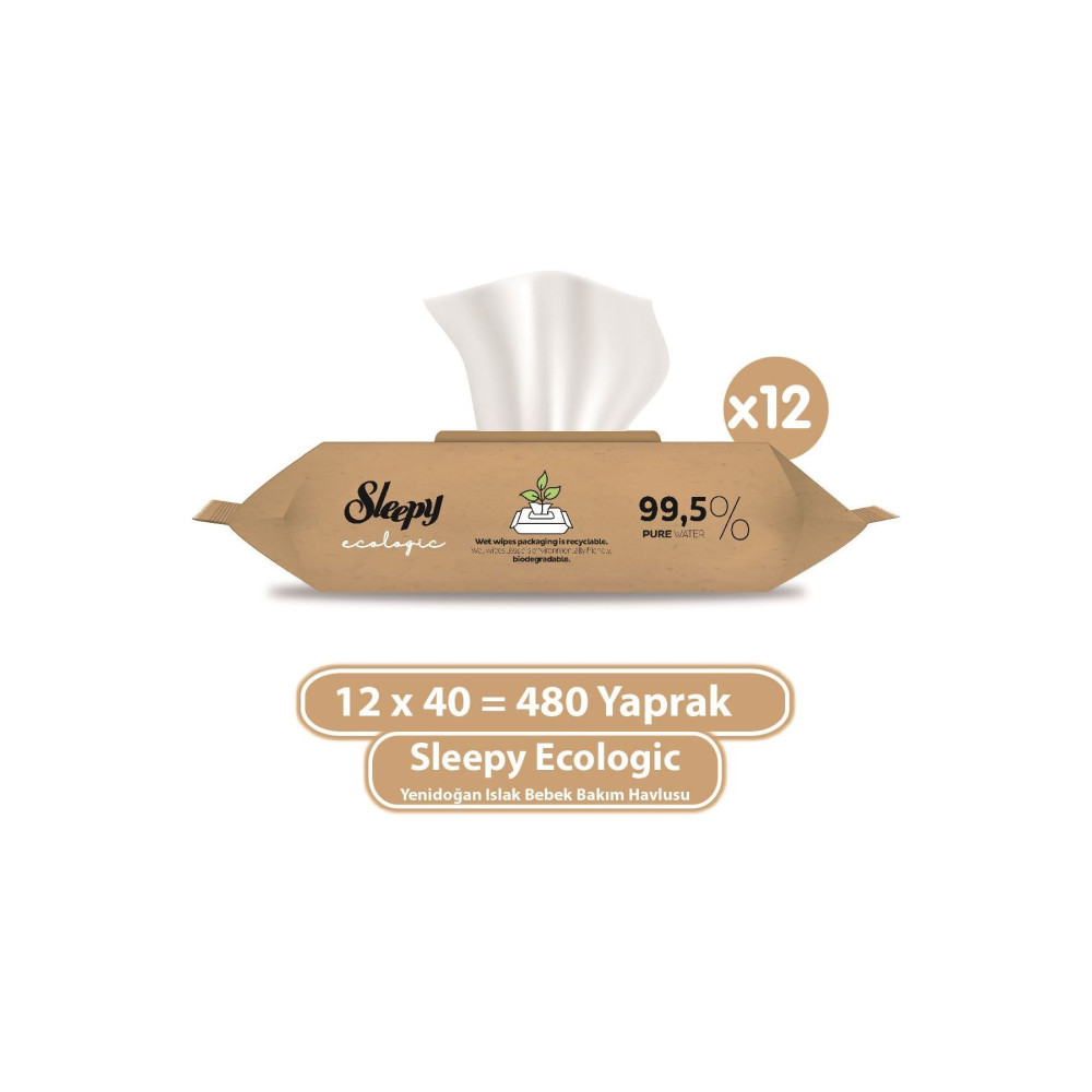 Sleepy Ecologic Yenidoğan Islak Bebek Bakım Havlusu 12x40 (480 Yaprak) Bebek Mendil-Islak Mendil Fiyatı