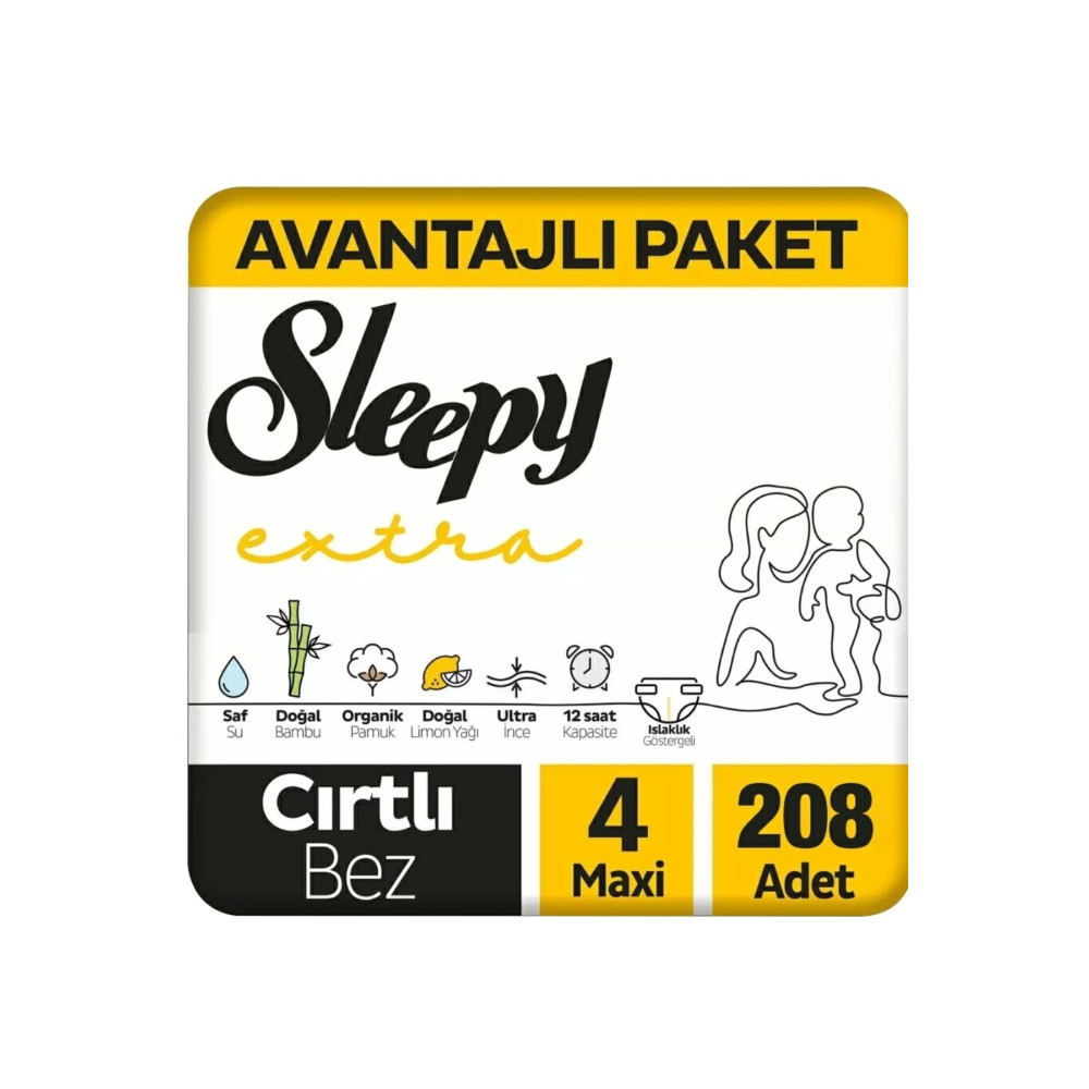 Sleepy Extra Avantajlı Bebek Bezi 4 Numara Maxi 104 X 2 Adet Bebek Bezi Fiyatı
