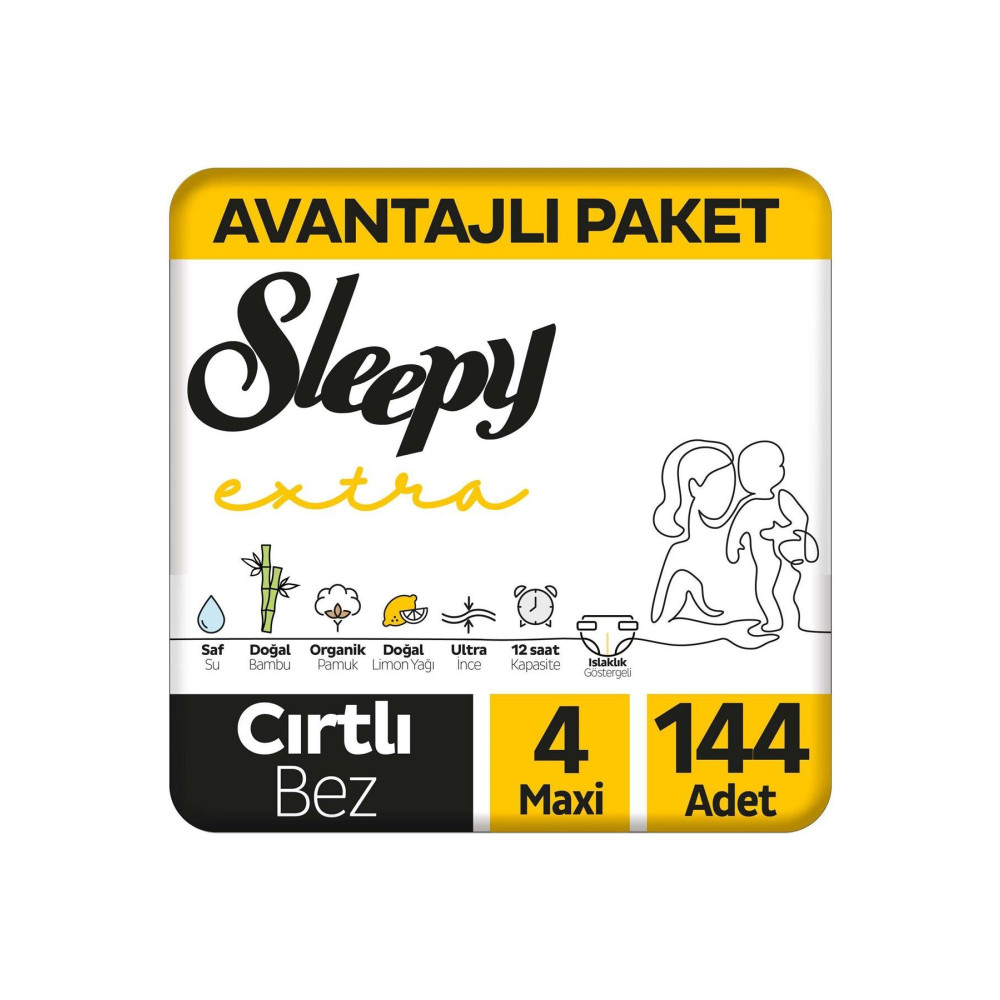 Sleepy Extra Günlük Aktivite Avantajlı Paket Bebek Bezi 4 Numara Maxi 144 Adet Bebek Bezi Fiyatı