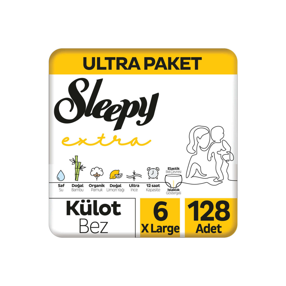 Sleepy Extra Günlük Aktivite Ultra Paket Külot Bez 6 Numara Xlarge 128 Adet Bebek Bezi Fiyatı