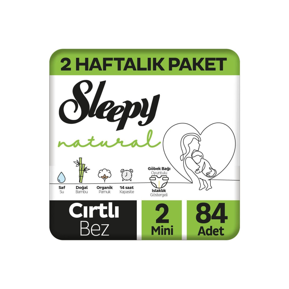 Sleepy Natural 2 Haftalık Paket Bebek Bezi 2 Numara Mini 84 Adet Bebek Bezi Fiyatı