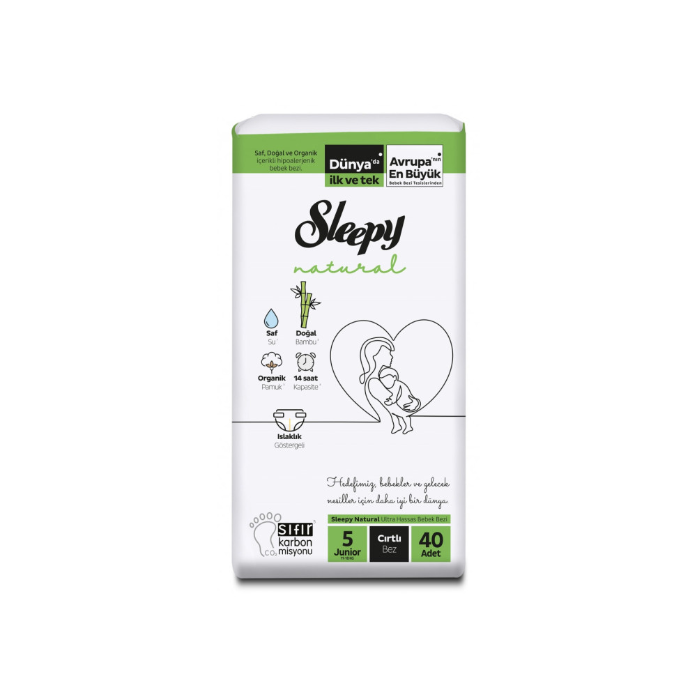 Sleepy Natural 2 Li Jumbo Bebek Bezi Junior 5 Numara 40 Adet 11-18 Kg Bebek Bezi Fiyatı