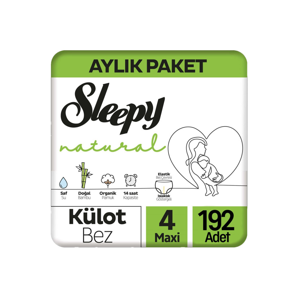Sleepy Natural 4 Beden Külot Bebek Bezi 96x2 192 Adet Bebek Bezi Fiyatı