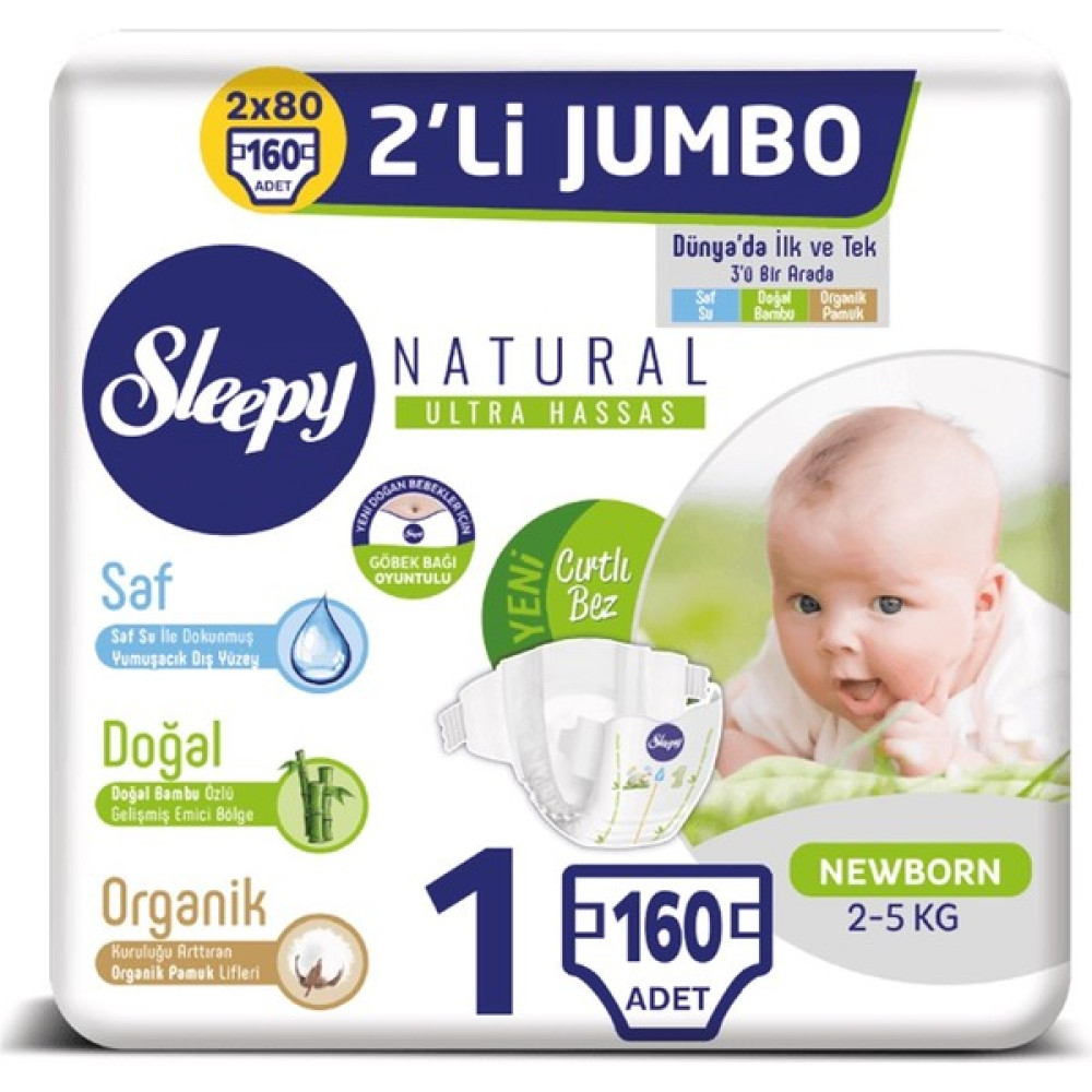 Sleepy Natural Fırsat Bebek Bezi 1 Numara 160 Adet Oto Boyaları Fiyatı