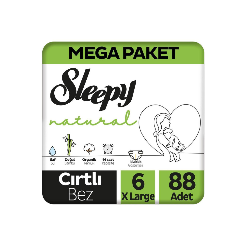 Sleepy Natural Mega Paket Bebek Bezi 6 Numara Xlarge 88 Adet Bebek Bezi Fiyatı