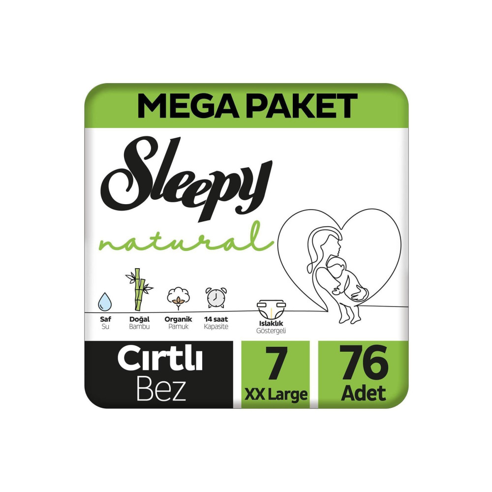 Sleepy Natural Mega Paket Bebek Bezi 7 Numara Xxlarge 76 Adet Bebek Bezi Fiyatı