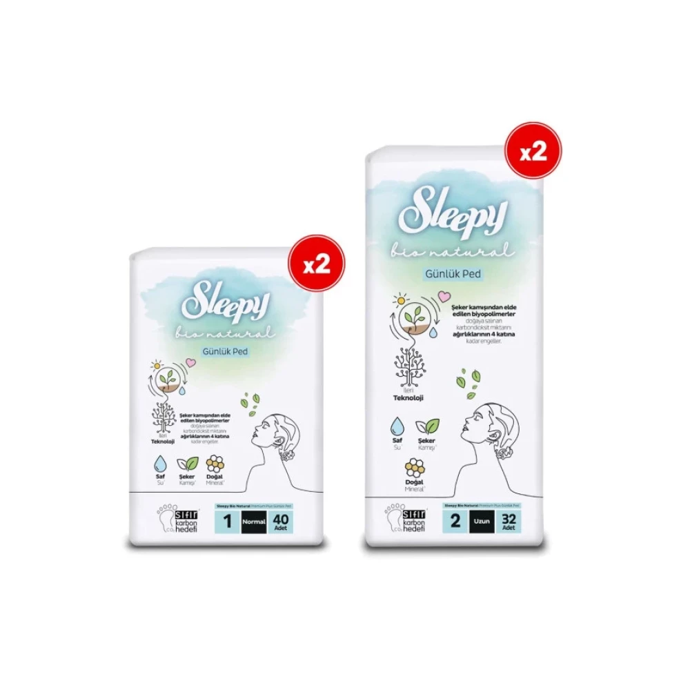 Sleepy Natural Plus Gunluk Ped Uzun 2 Paket + Normal 2 Paket 144 Adet Ped Hijyenik Pedler ve Tamponlar Fiyatı