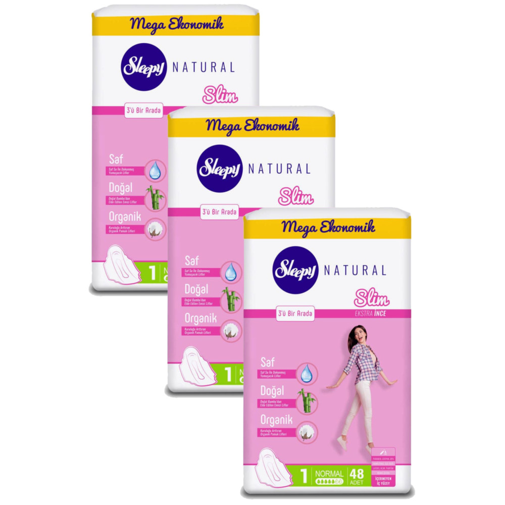 Sleepy Natural Slim Ekstra Ince Normal Mega Fırsat Paketi (144 Ped) Hijyenik Pedler ve Tamponlar Fiyatı