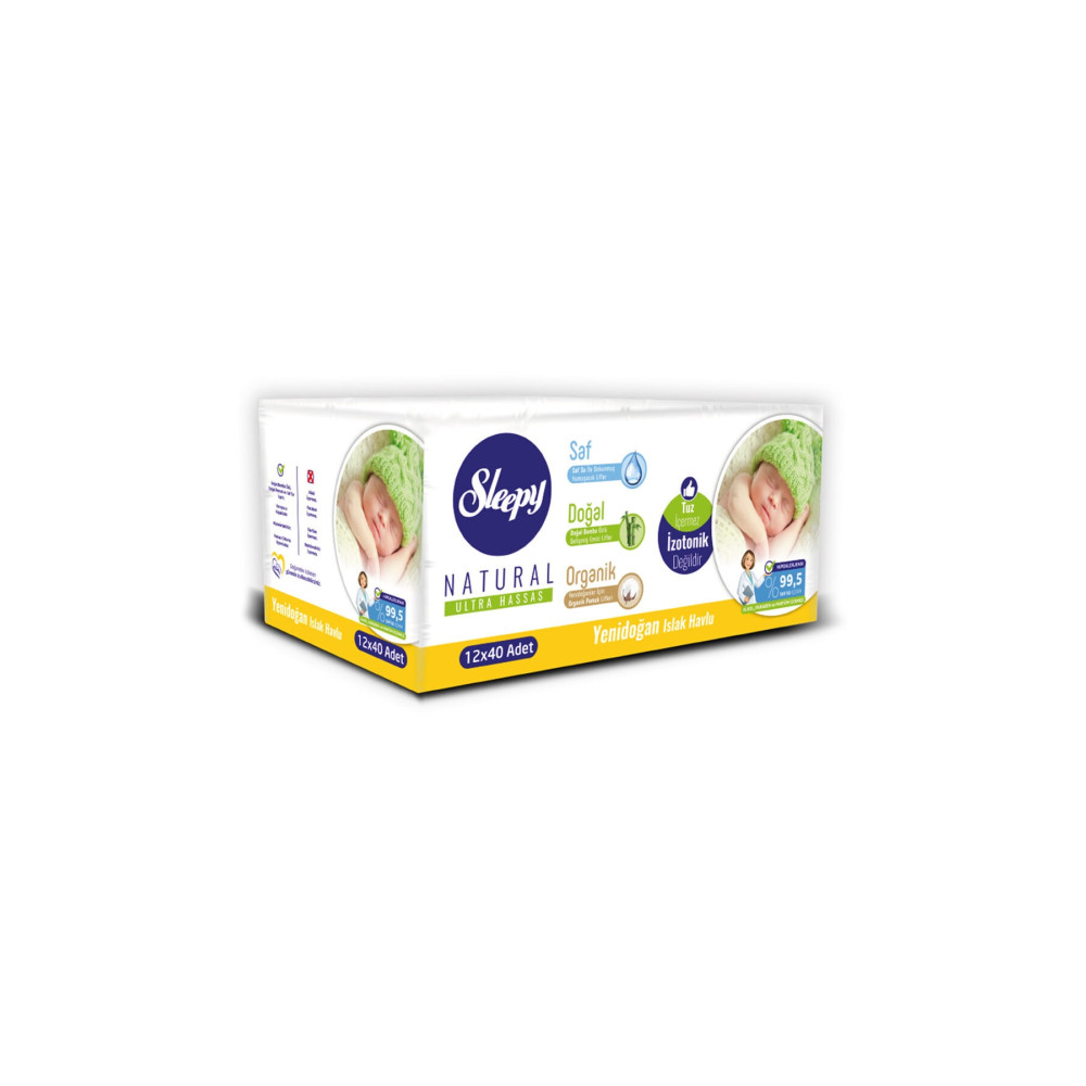 Sleepy Natural Yenidoğan Islak Pamuklu Havlu12x40 480 Yaprak Bebek Mendil-Islak Mendil Fiyatı