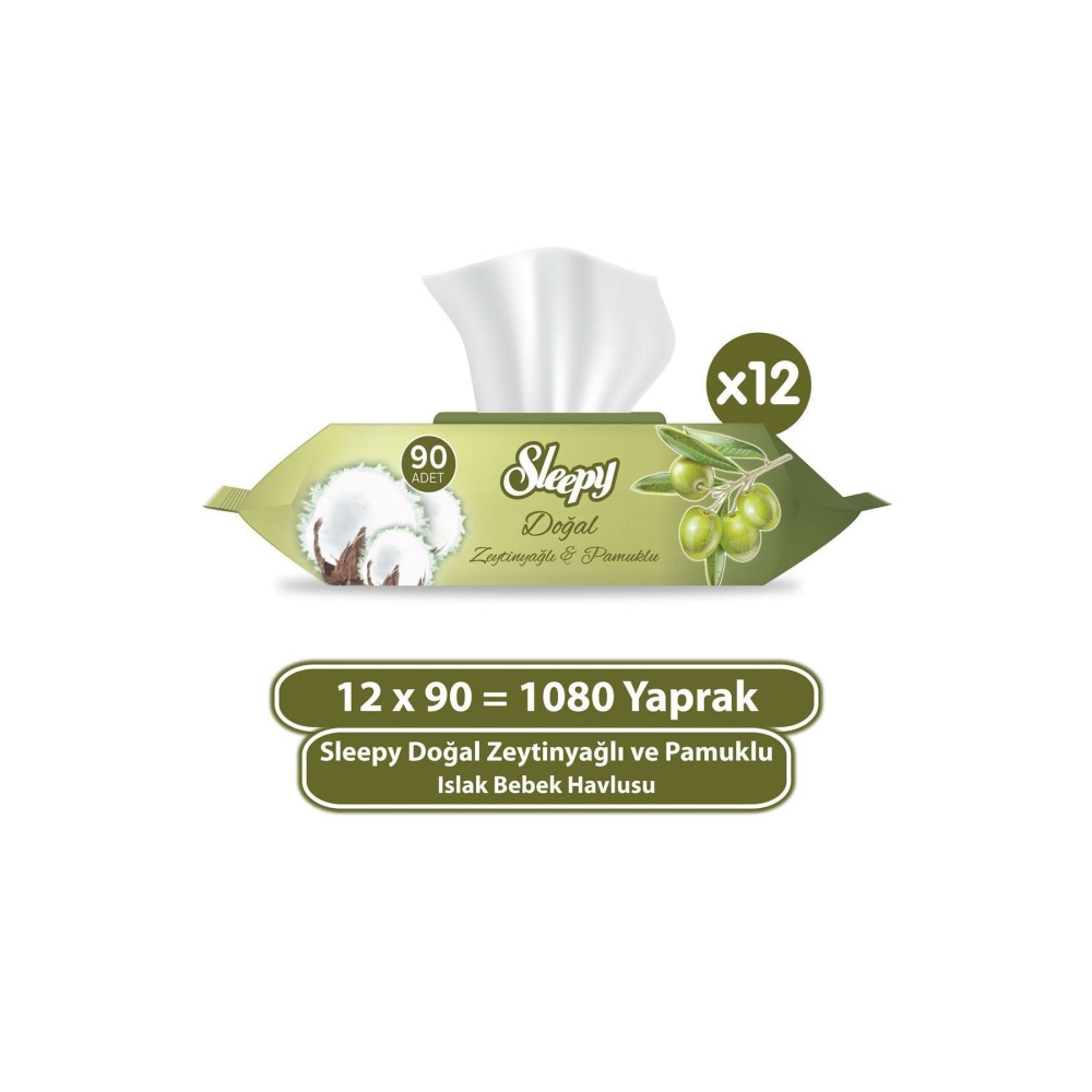Sleepy Zeytinyağlı Islak Havlu 12 Paket 1080 Yaprak Bebek Mendil-Islak Mendil Fiyatı