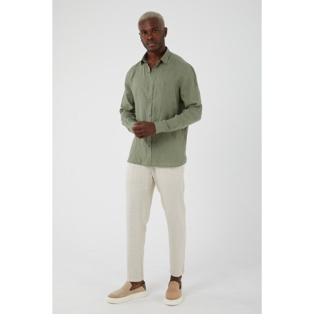 Slim Fit Beli Bağlamalı Dar Kesim Yan Cepli Beli Bağlamalı Keten Pantolon Erkek Pantolon Fiyatı