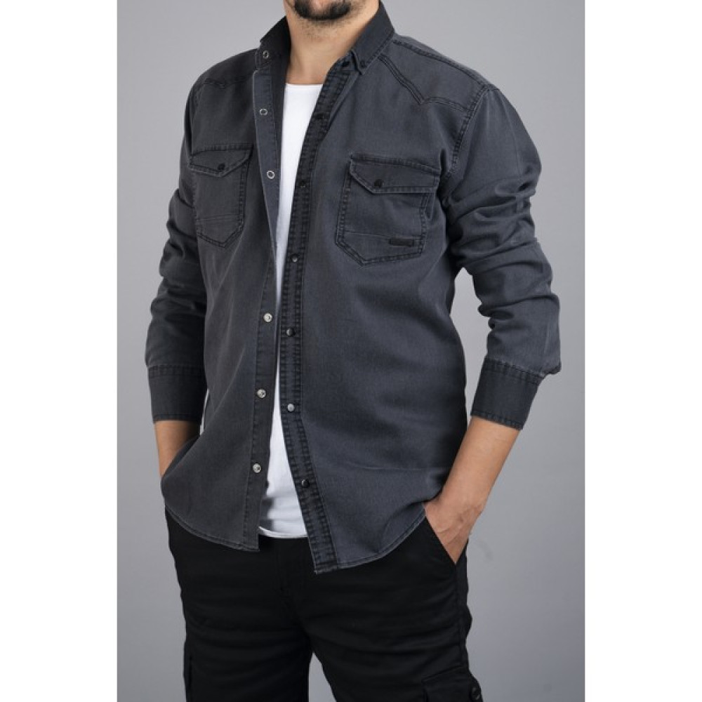 Slim Fit Erkek Kot Gömlek Füme Erkek Gömlek Fiyatı