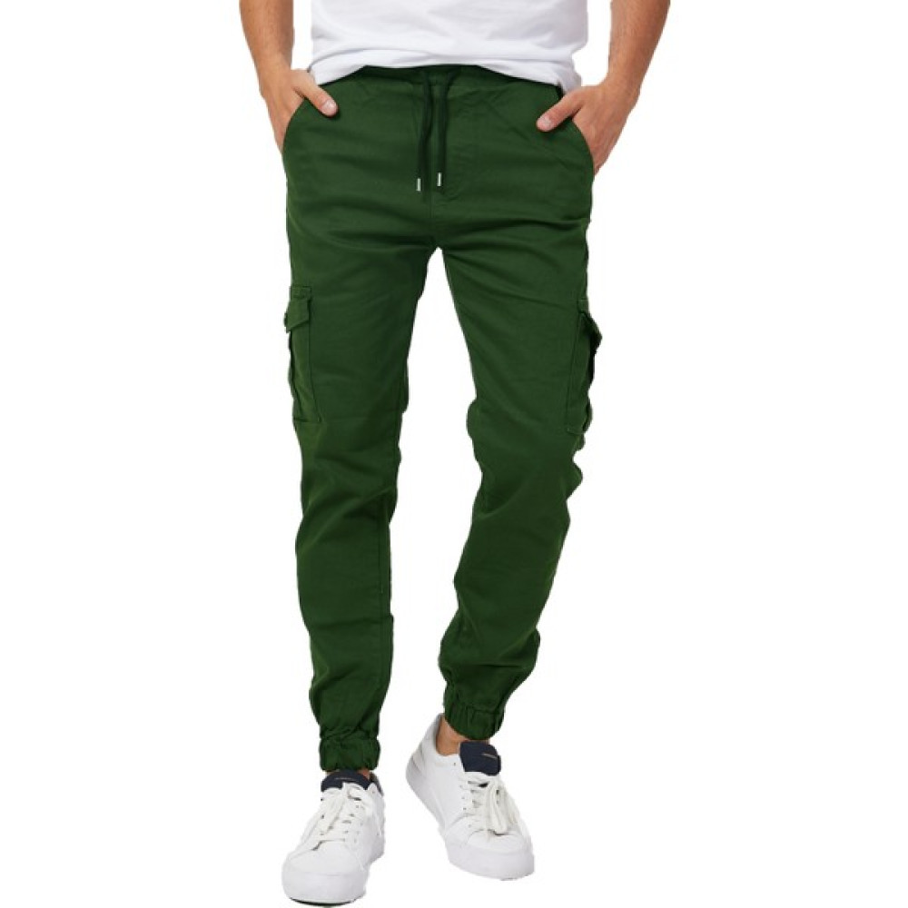 Slim Fit None Denim Yandan Cepli Bel Bağcıklı, Paçaları Lastikli Esnek Kumaş Erkek Kargo Pantolon Erkek Pantolon Fiyatı