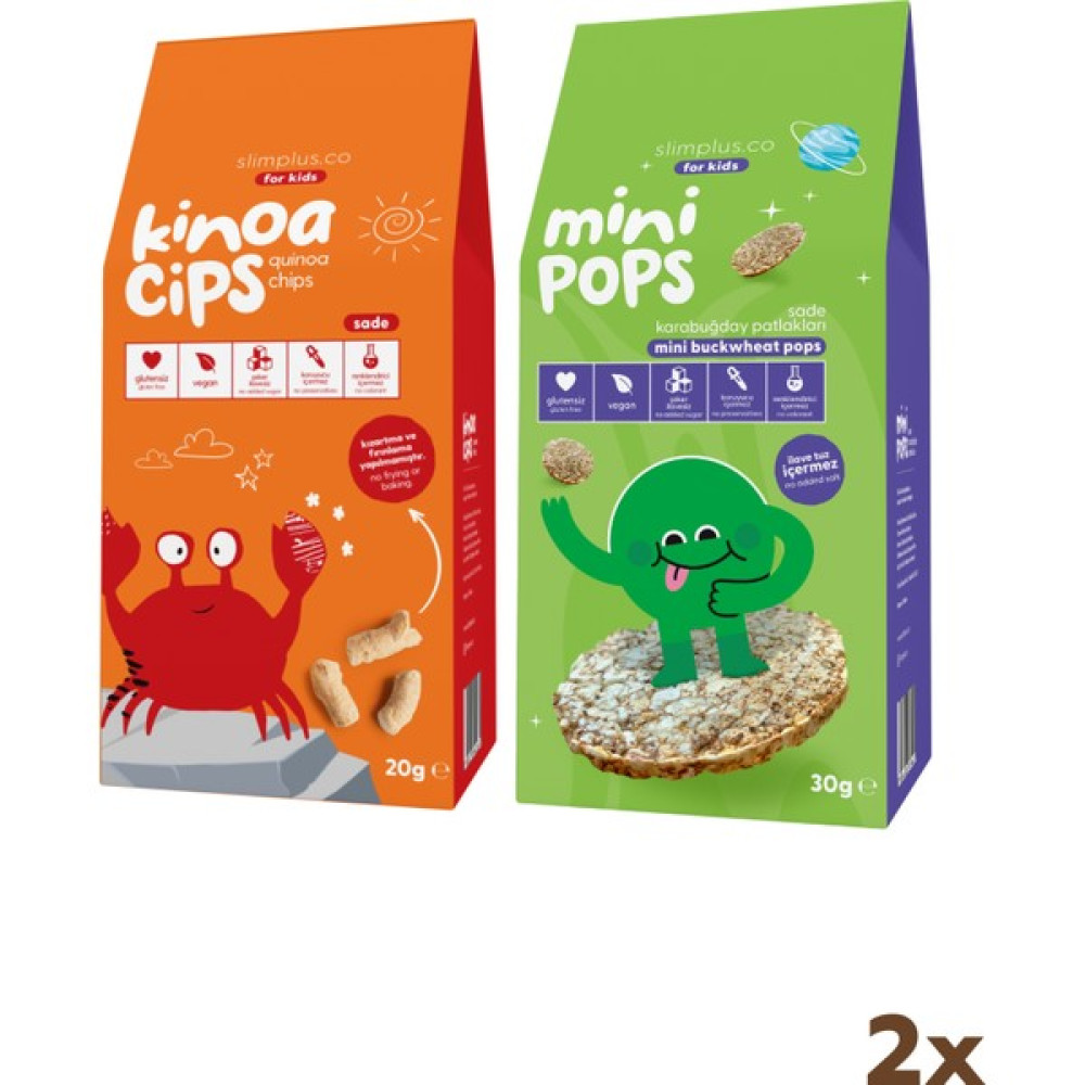 Slimplus 20G Sade Kinoa Cipsi For Kids Neşeli Yengeç ve 30G Mini Pops Karabuğday Patlakları Bebek Beslenme Gereçleri Fiyatı