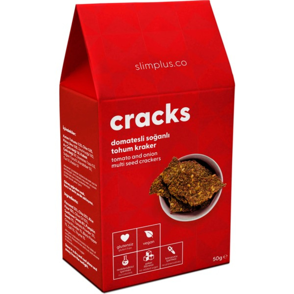 Slimplus Domates Soğanlı Glutensiz Vegan Tohum Kraker Cracks 50gr - 50 gr Diğer Fiyatı