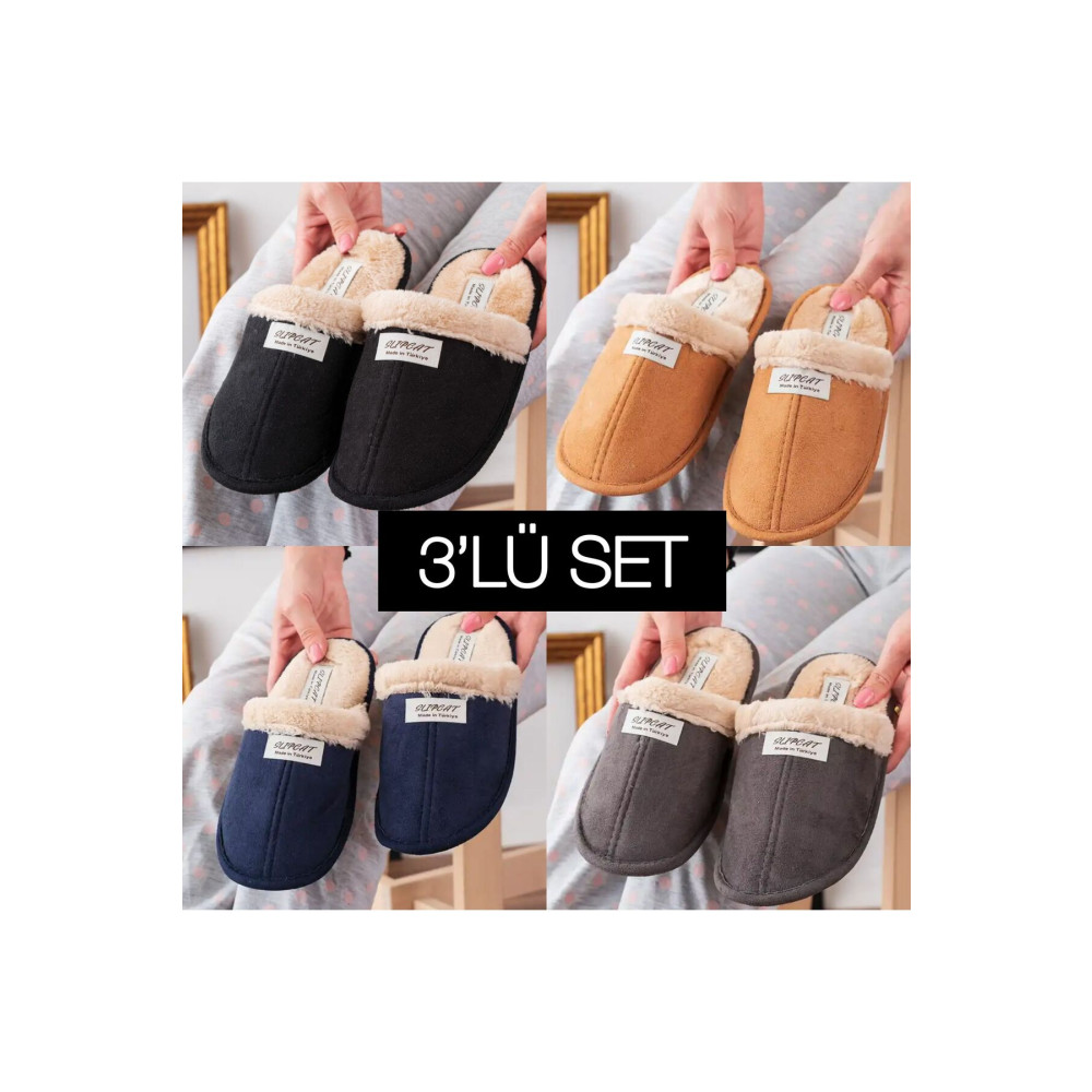 Slipcat 3lü İçi Kürklü Ev Terliği Misafir Terliği Çeyiz Bohça Bahçe Terliği 40 Beden Unisex Sandalet Fiyatı