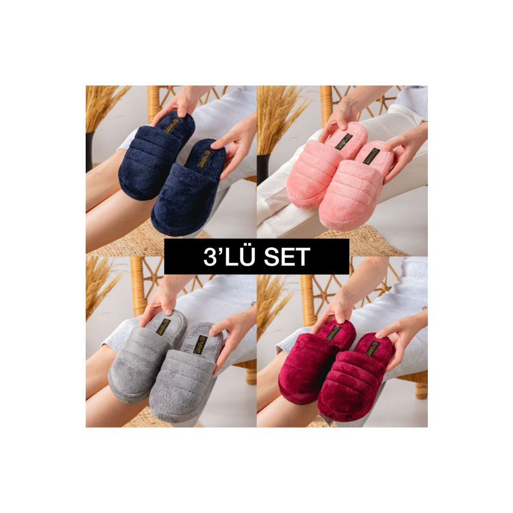 Slipcat 3lü Sessiz Taban Kadın Terlik Kapalı Ev Terliği Misafir Terliği Çeyiz Bohça Terliği 40 Beden Unisex Sandalet Fiyatı
