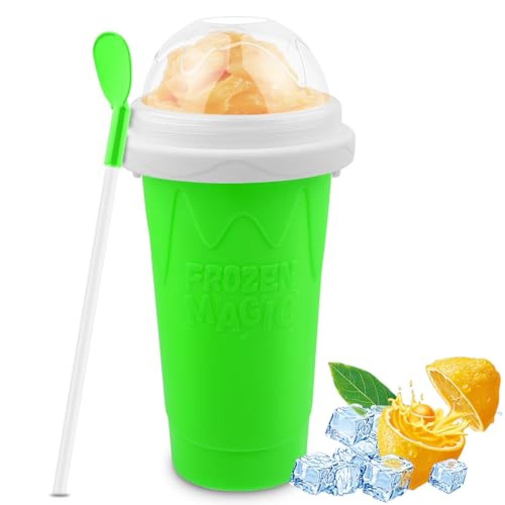 Slushie Maker Cup, Magic Quick Frozen Smoothies Cup for Homemade Milk Shake Ice Cream Maker, Cooling Cup, Double Layer Squeeze Slushy Maker Cup, Birthday Gifts for Friends,Family (Green) Ice Cream Maker Fiyatı