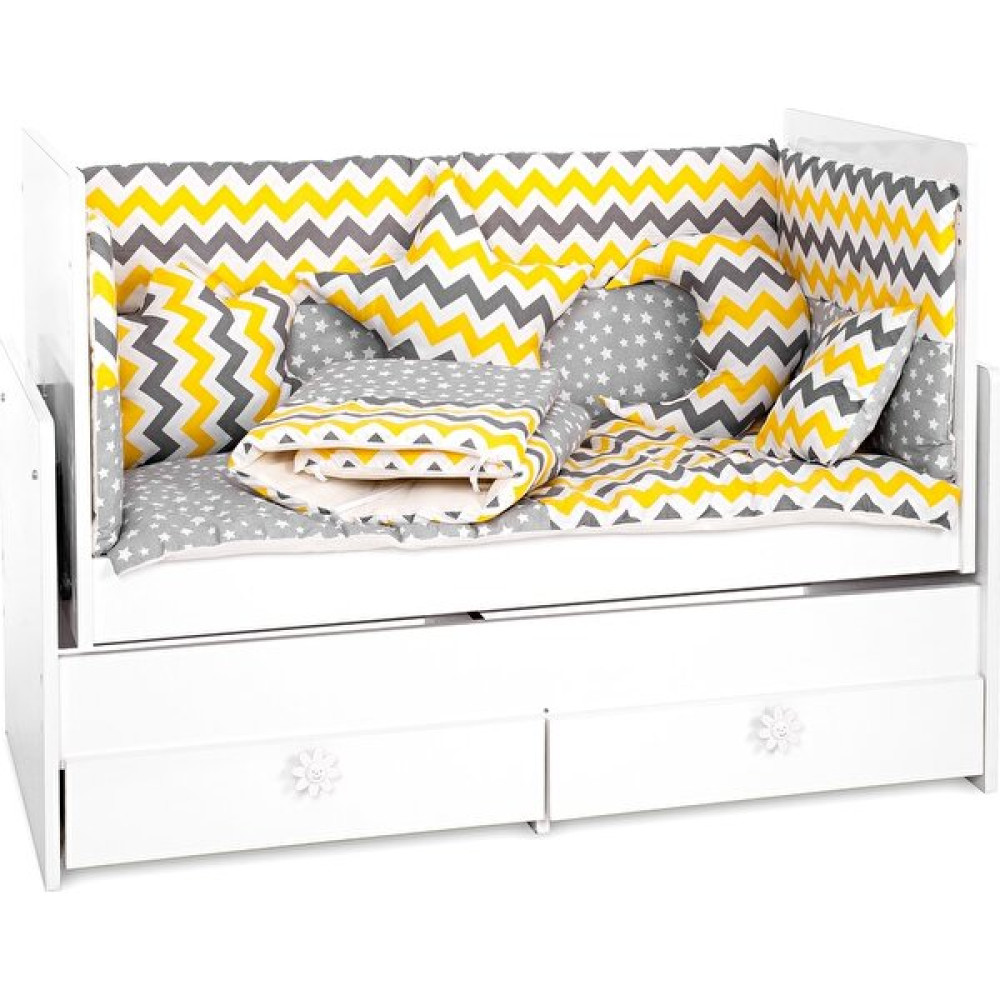 Sluupy Sarı Zigzag & Gri Yıldız Figürlü Bebek Uyku Seti 70X130CM Bebek Uyku Seti Fiyatı