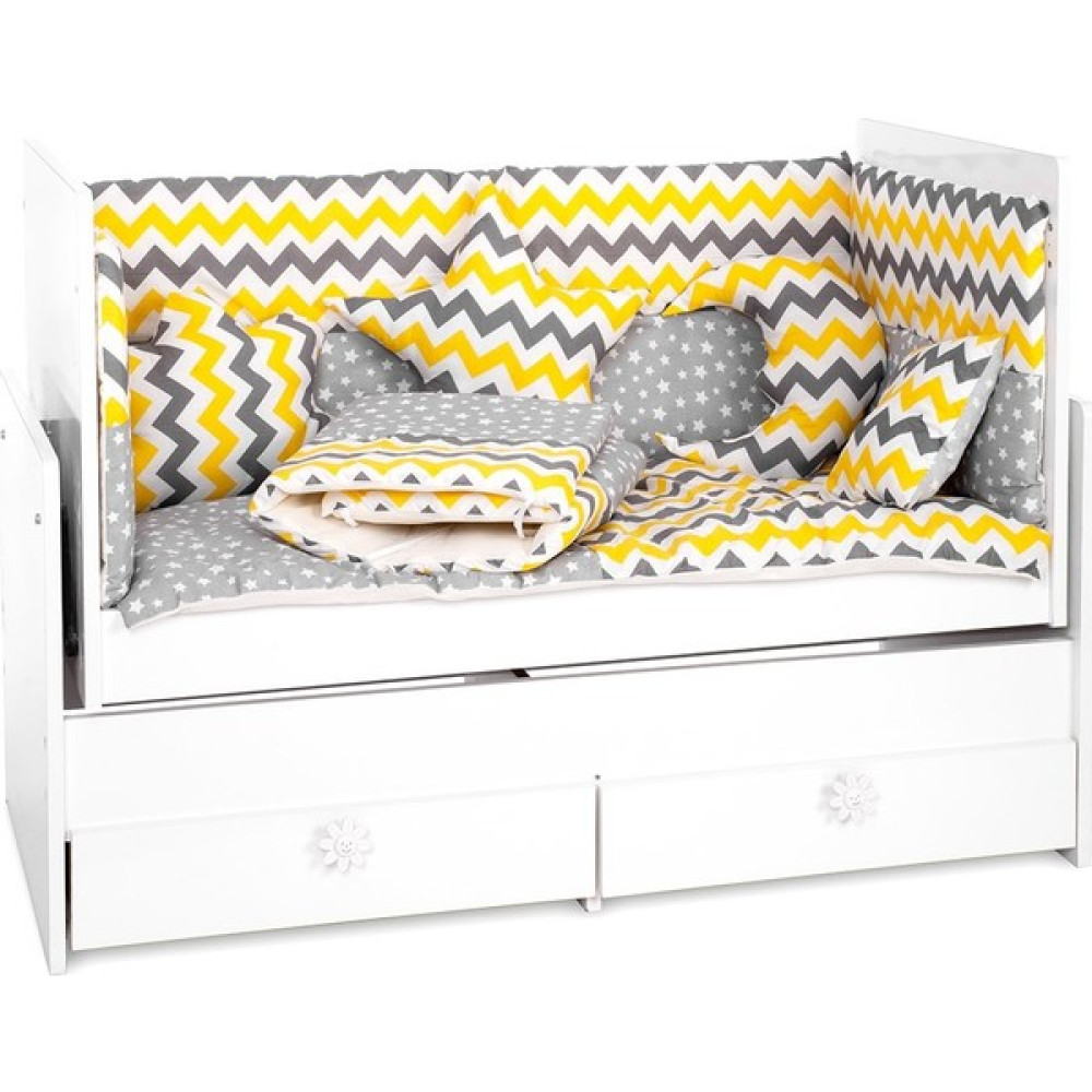 Sluupy Sarı Zigzag Yıldız Figürlü Bebek Uyku SETI 70X130(12'LI) - 70 x 130 cm Bebek Uyku Seti Fiyatı