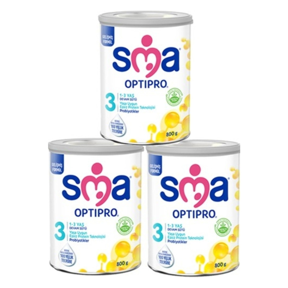 SMA 3 Optipro Probiyotik Devam Sütü 800 gr x 3 Adet Bebek Mamaları Fiyatı