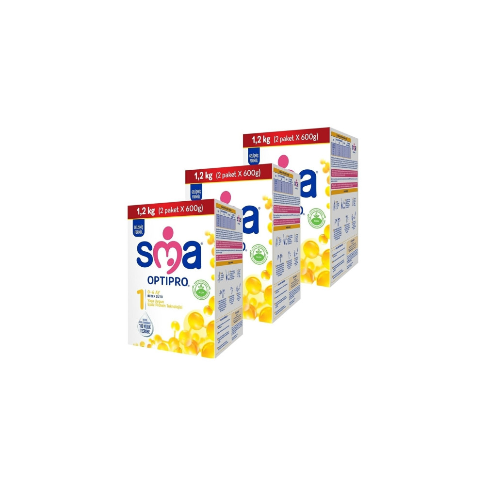 SMA Optipro 1 0-6 Ay Bebek Sütü 1200 gr X 3 Adet Bebek Mamaları Fiyatı