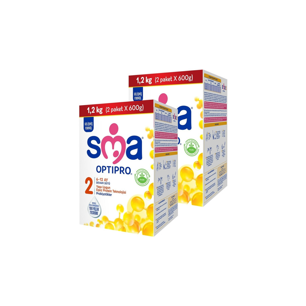 SMA Optipro Probiyotik 2 6-12 Ay Bebek Sütü 1200 gr X 2 Adet Bebek Mamaları Fiyatı