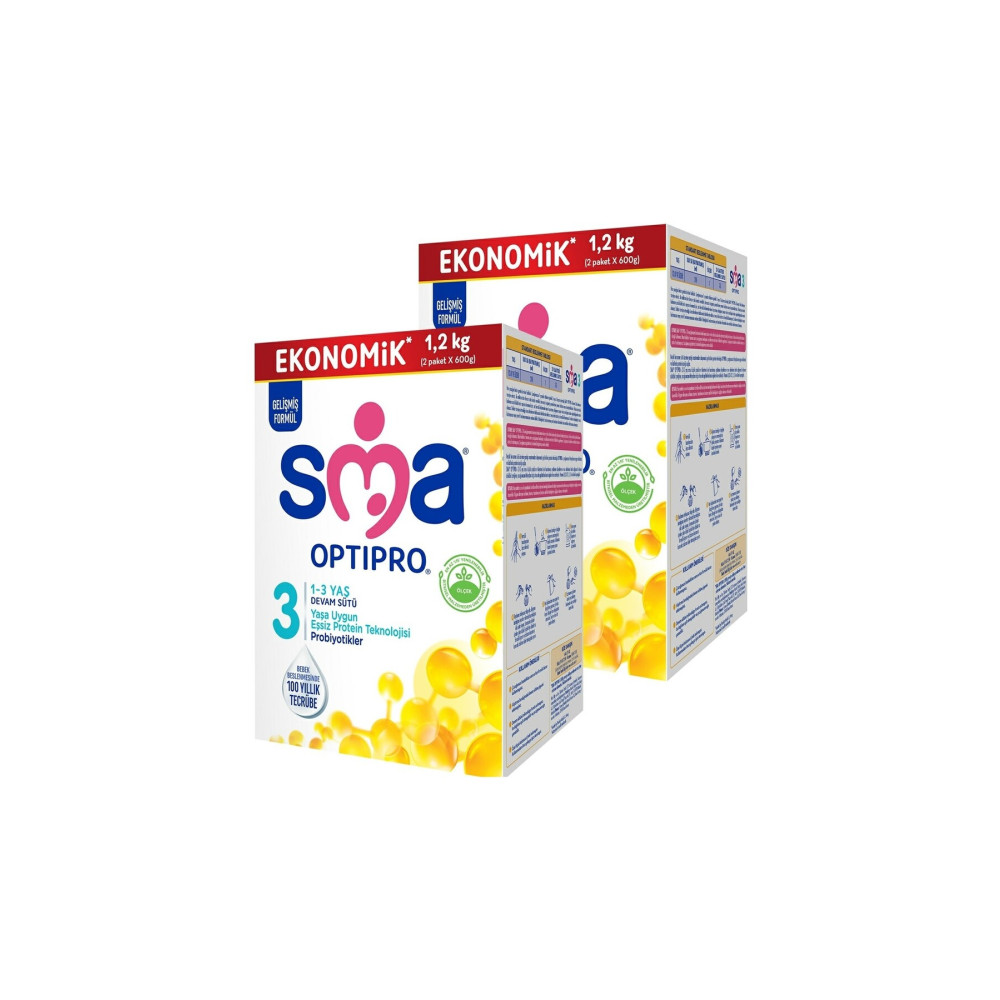 SMA Optipro Probiyotik 3 1- 3 Yaş Devam Sütü 1200 gr X 2 Adet Bebek Mamaları Fiyatı