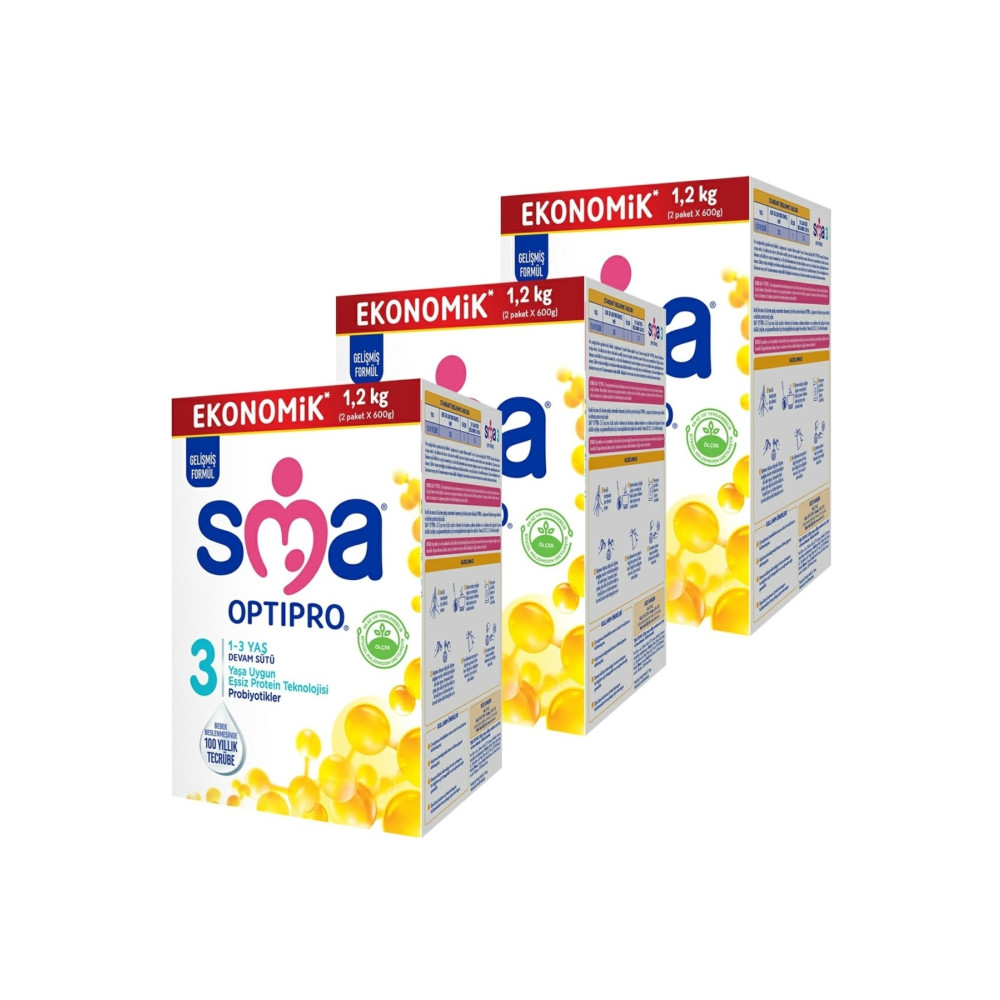 SMA Optipro Probiyotik 3 1- 3 Yaş Devam Sütü 1200 Gr X 3 Adet Bebek Mamaları Fiyatı
