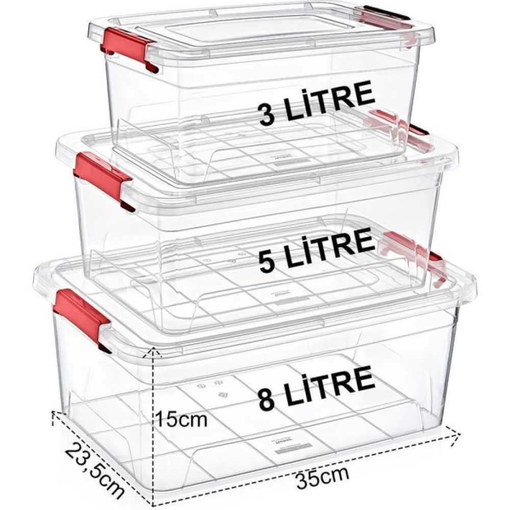 Smart Box Saklama Kabı 3lü Set 3-5-8 Litre Saklama Kapları Fiyatı