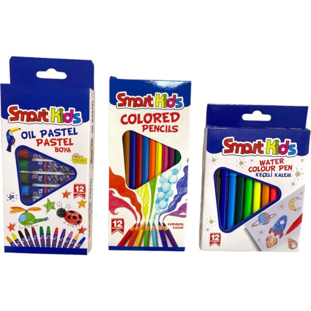 Smart Kids 3 Lü Boya Seti – (Pastel - Kuru – Keçeli Boya Kalemi) Sulu Boya Fiyatı