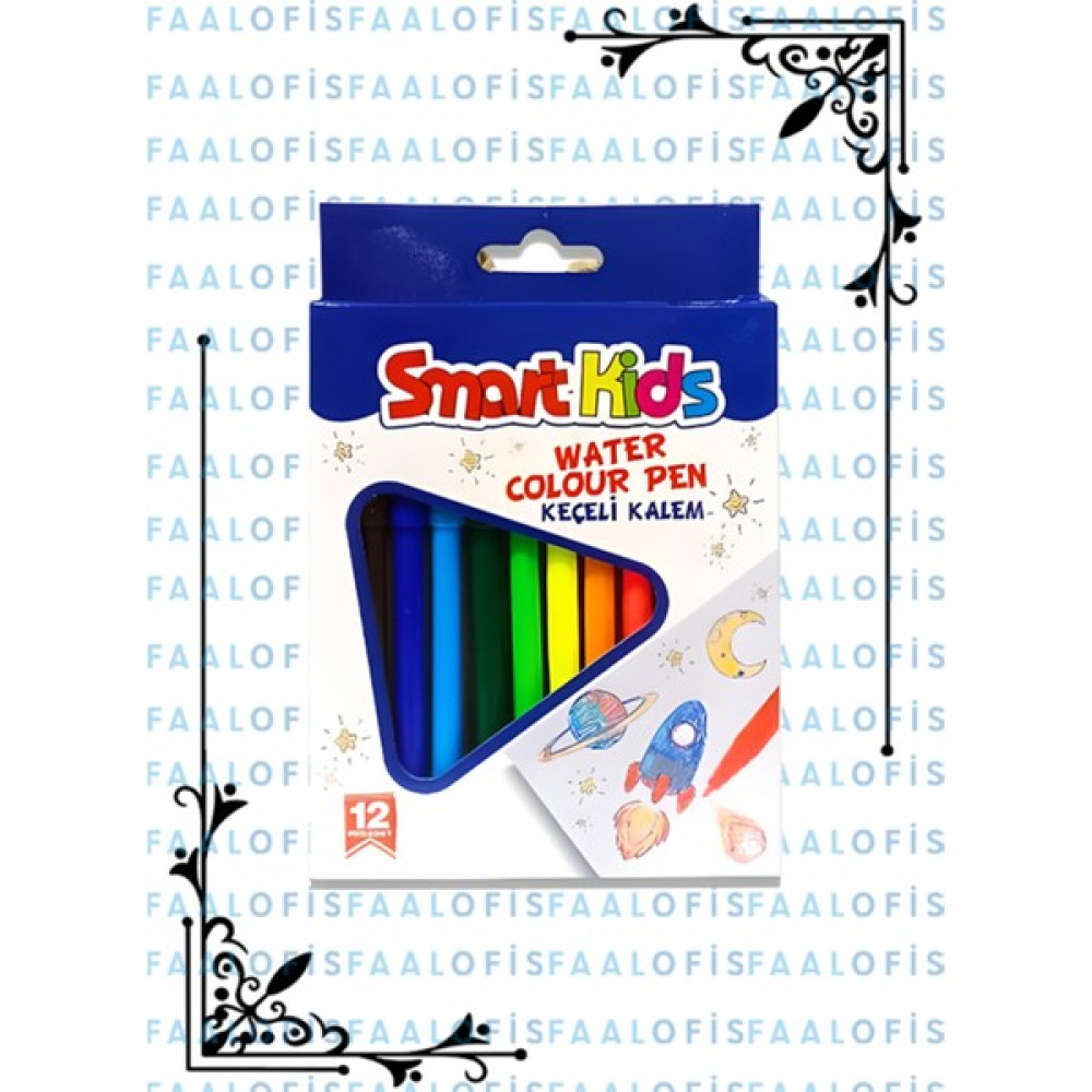Smart Kids Kaliteli Keçeli Kalem 12 Renk 1 Paket - Renkli Keçe Uçlu Kalem Fiyatı
