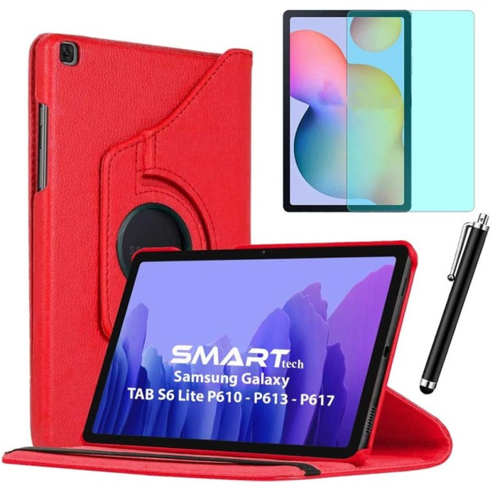 Smart Tech Samsung Galaxy Tab S6 Lite Sm P610 P613 P617 Kılıf Ekran Koruyucu Kalem Set - Kırmızı Tablet Kılıfı Fiyatı