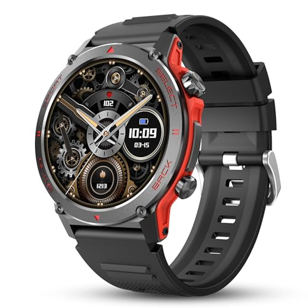 Smart Watch, 1.43''AMOLED Military Smartwatch Men Women Answer/Make Call, Digital Fitness Watch, 110+ Sports, Blood Pressure, Heart Rate, Stress Monitor Sports Watch for Android or iOS
