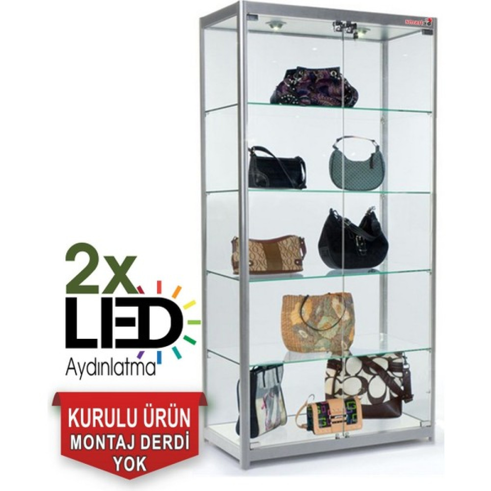 Smartad Camlı Vitrin - Cam Dolap - Camlı Koleksiyon Vitrini - Teşhir Vitrini - Kupa Dolabı Evrak Dolabı Fiyatı