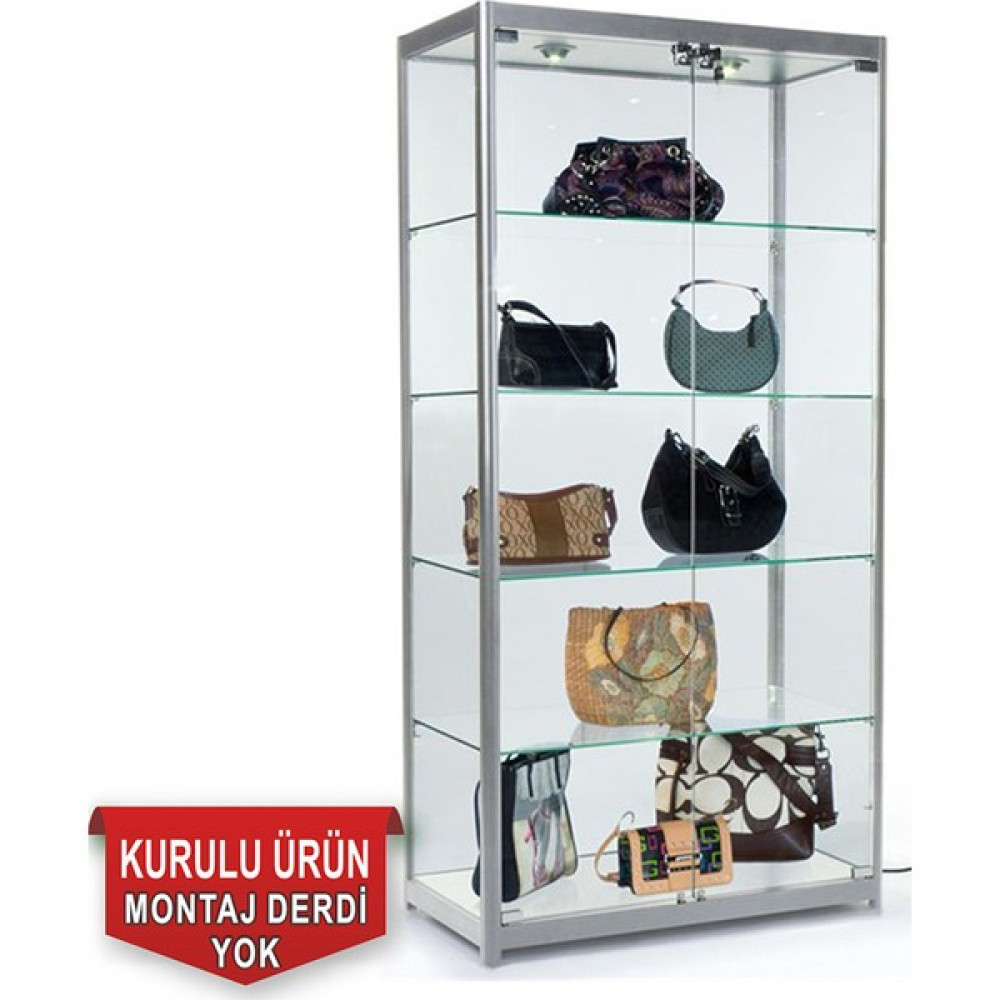 Smartad Camlı Vitrin - Cam Dolap - Camlı Koleksiyon Vitrini - Teşhir Vitrini - Kupa Dolabı 1880 Es Evrak Dolabı Fiyatı