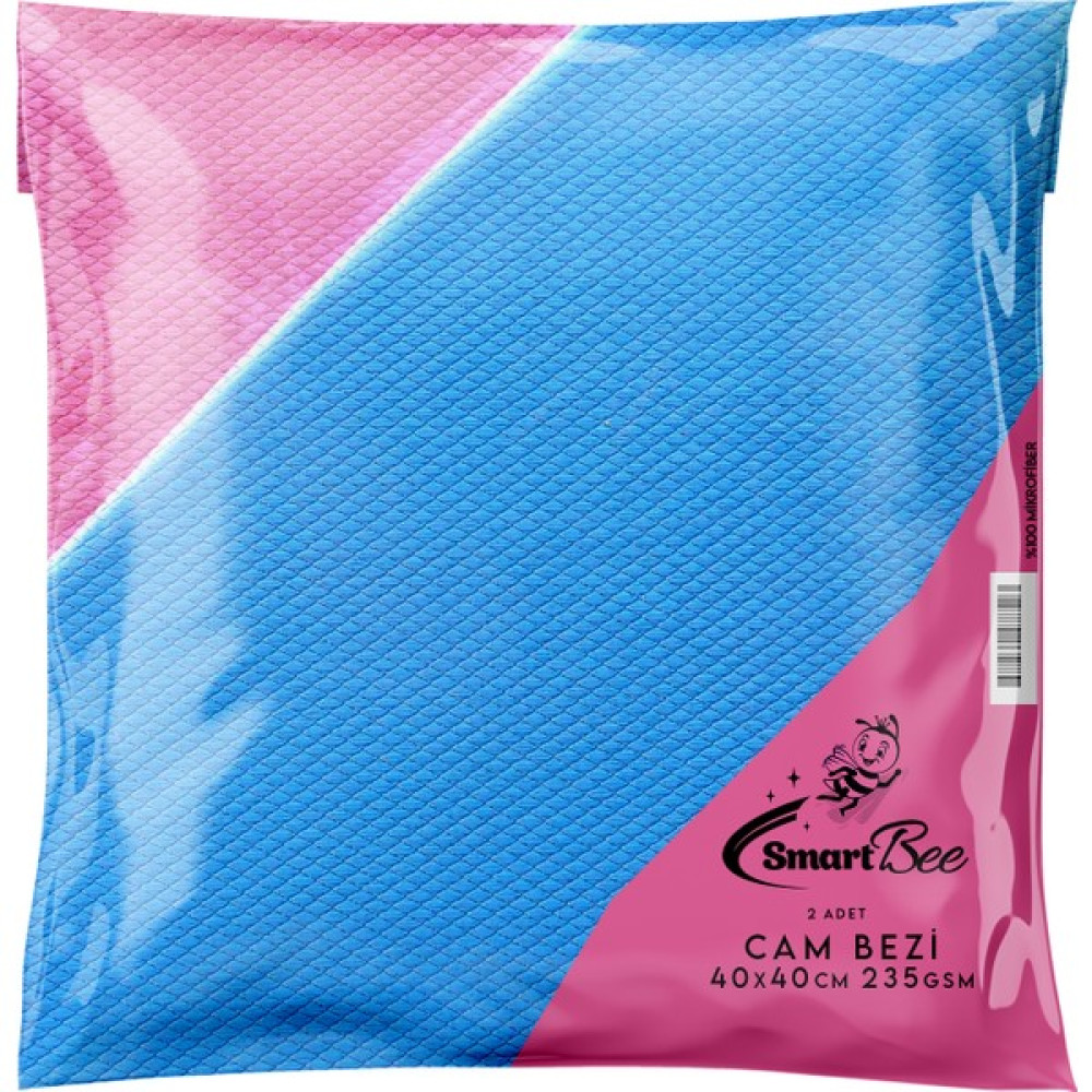 Smartbee 2'li Mikrofiber Cam Silme Bezi 40x40 235GR/M2 - Pembe/mavi Temizlik Malzemeleri Fiyatı