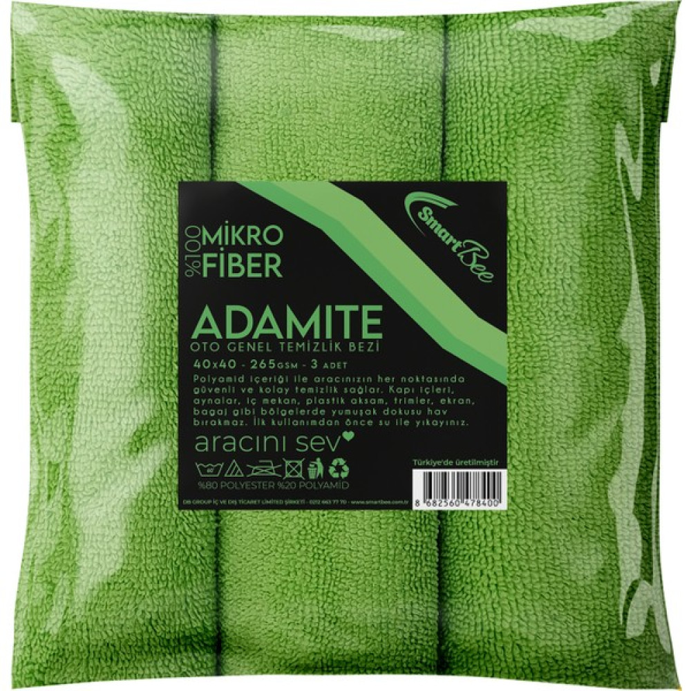 Smartbee Adamite 3’lü Mikrofiber Oto Temizlik Bezi 40×40 265GSM – Yeşil Oto Bakım Bezleri Fiyatı