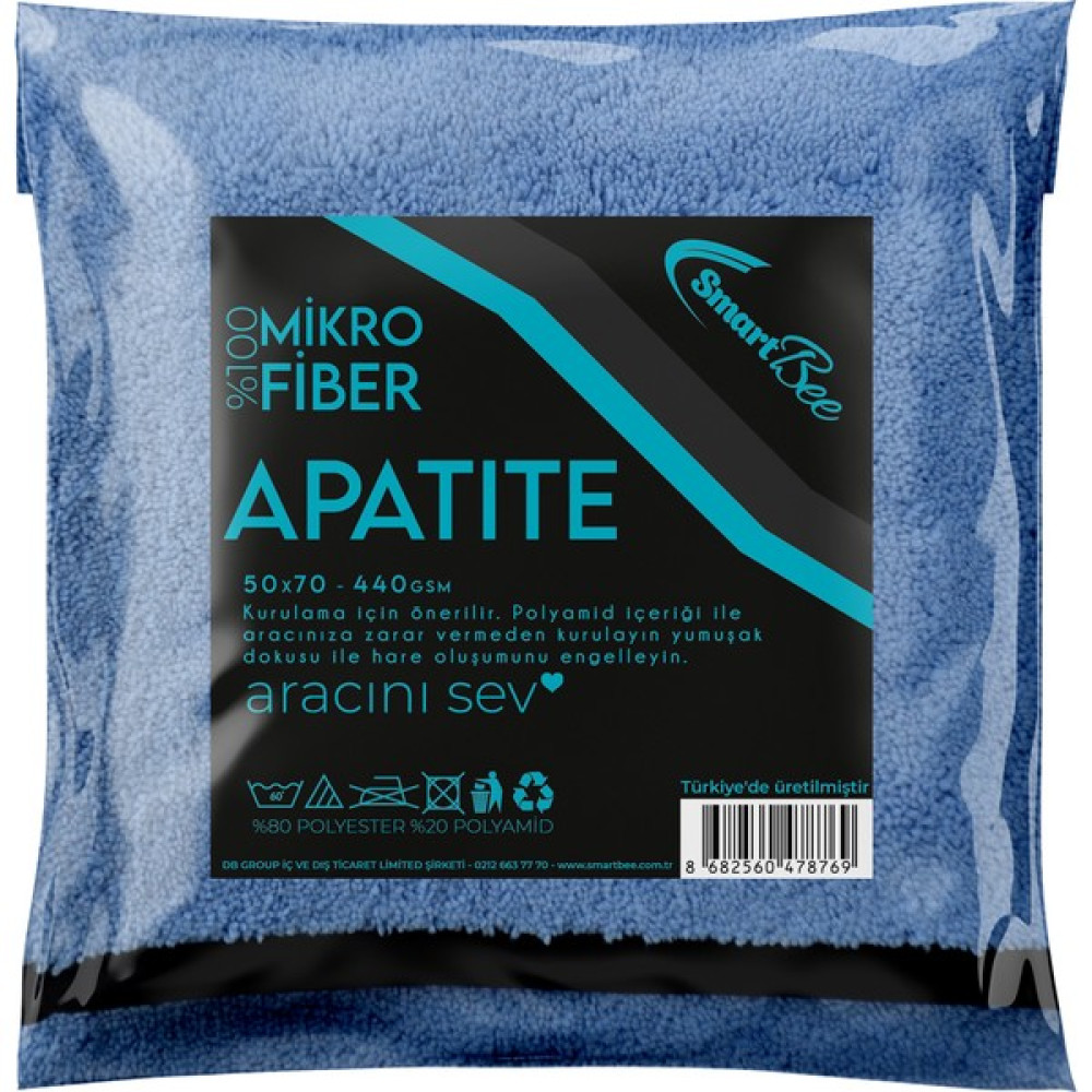 Smartbee Apatite Mikrofiber Oto Kurulama Havlusu 50X70 440GSM - Mavi Oto Bakım Bezleri Fiyatı